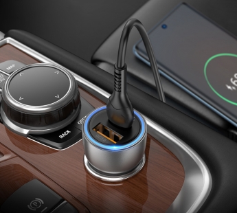 Адаптер автомобильный Hoco NZ8 43W (PD25W+USB18W),  цвет коричневый#1816746