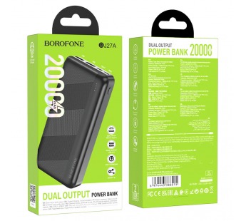 Внешний аккумулятор Borofone BJ27A 20000mAh Li-pol USB*2 (black) (213492)#1803673