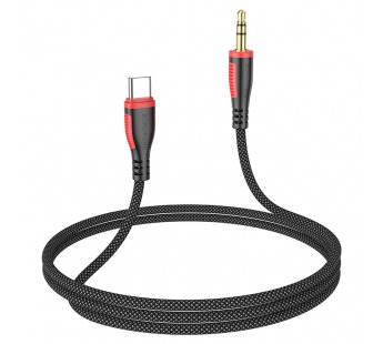 USB кабель шт.Type-C - шт.3,5мм 1м, тканевый, чёрный BL14 "Borofone"#1805505
