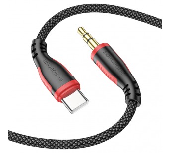 USB кабель шт.Type-C - шт.3,5мм 1м, тканевый, чёрный BL14 "Borofone"#1805503