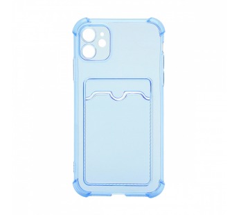 Чехол-накладка с кармашком противоударный для Apple iPhone 11/6.1 прозрачный (007) синий#1808591
