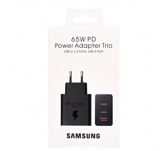 Адаптер Сетевой Samsung REPLICA 2Type-C/USB 3A/65W (black) (214151)#1971018