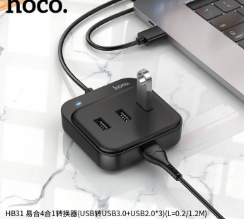 Адаптер-Хаб Hoco HB31 (USB to USB3.0*4) 0,2м черный#1816752