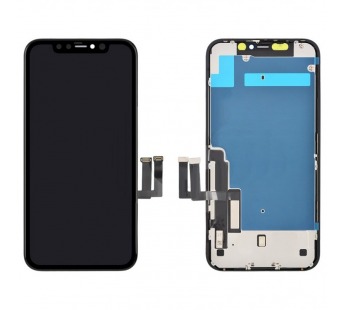 Дисплей для iPhone 11 + тачскрин с рамкой + задняя металлическая рамка черный (100% LCD)#1853886