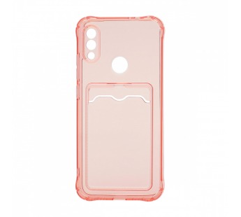 Чехол с кармашком для Xiaomi Redmi Note 7 прозрачный (006) розовый#1808931