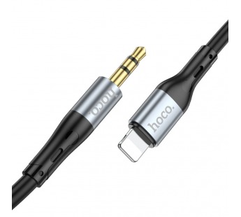 Аудиосоединитель Hoco UPA22 AUX Apple (lightning)-3,5мм, силиконовый 1м черный#1809548