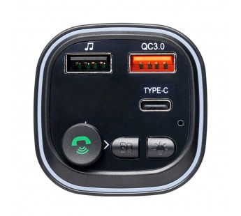Автомобильный FM-трансмиттер - P4  2USB/Type-C (black) (212245)#1815480