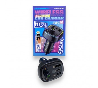 FM Модулятор WEKOME WP-C39 (АЗУ USB+Type-C 4.8A/BT5.1/MP3/LED/Micro SD/LCD/громкая связь) Черный#1875459