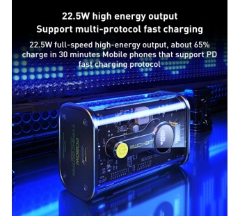 Внешний Аккумулятор (Power Bank) WK WP-333 10000 mAh (Type-C PD 20W + USB QC3.0 22.5W/LCD) Прозрачный#1813191