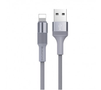 Кабель USB - Lightning Borofone BX21 (2.4A, оплетка ткань) Серый#1831092