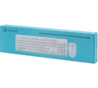Клавиатура + мышь Оклик 240M клав:белый мышь:белый USB беспроводная slim Multimedia [23.01], шт#1833867