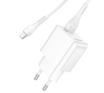 Сетевое зарядное устройство USB Hoco C98A (18W, QС3.0, кабель MicroUSB) Белый#1837058