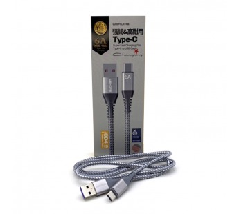 Кабель USB - Type-C WEKOME WDC-169 Нейлон 1m 6A Silver#1877348