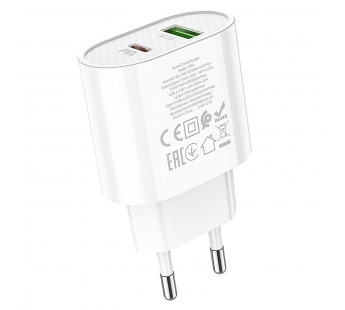 Адаптер Сетевой Hoco C95A PD QC3.0 USB/Type-C 3A/20W (white) (207585)#1839849