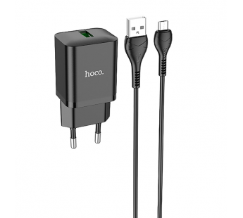 Адаптер Сетевой Hoco N26 Maxim QC3.0 + кабель Micro (black) (213941)#1839853