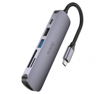 Type-C Hub Хаб 6 в 1 Hoco HB28 USB 2.0, 1 USB 3.0, Type-C, SD, Micro SD, HDMI#1840542