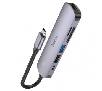 Type-C Hub Хаб 6 в 1 Hoco HB28 USB 2.0, 1 USB 3.0, Type-C, SD, Micro SD, HDMI#1840543