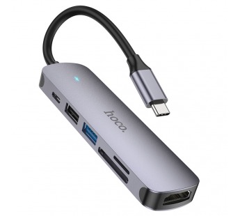 Type-C Hub Хаб 6 в 1 Hoco HB28 USB 2.0, 1 USB 3.0, Type-C, SD, Micro SD, HDMI#1840541