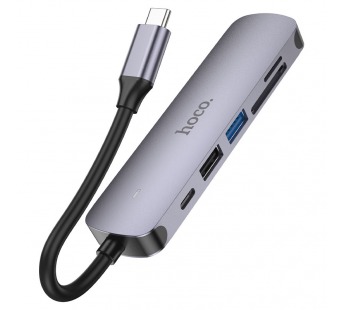 Type-C Hub Хаб 6 в 1 Hoco HB28 USB 2.0, 1 USB 3.0, Type-C, SD, Micro SD, HDMI#1840547