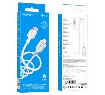 Кабель USB - Apple lightning Borofone BX70 100см 2.4A (white) (207876)#1840552