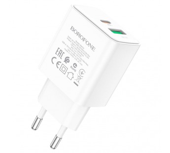 СЗУ USB/Type-C Borofone BA67A (20W, QC3.0, PD) Белый#1840770