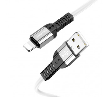 USB кабель шт.USB (A) - шт.Lightning 1,0м, 2,4A силиконовый, белый BX64 "Borofone"#1842216