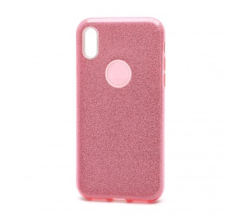 Чехол силикон-пластик iPhone XS Max Fashion с блестками розовый#1841879
