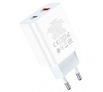 Адаптер Сетевой Hoco C97A 1USB/1TYPE-C/5V/3A PD+QC3.0 (white) (207578)#1842202