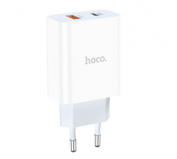 Адаптер Сетевой Hoco C97A 1USB/1TYPE-C/5V/3A PD+QC3.0 (white) (207578)#1842196