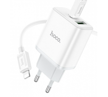 Адаптер Сетевой с кабелем Hoco C105A PD QC3.0 USB/Type-C 20W (Type-C/Lightning) (white) (214015)#1842234
