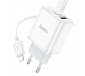 Адаптер Сетевой Hoco C105A PD QC3.0 USB/Type-C 20W + кабель Type-C/Lightning (white)#1842234