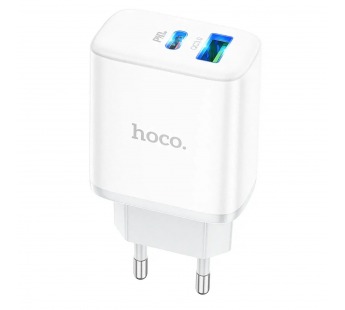 Адаптер Сетевой Hoco C105A PD QC3.0 USB/Type-C 20W (white) (214016)#1883930