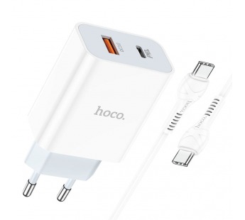 Адаптер Сетевой с кабелем Hoco C97A PD QC3.0 USB 3A/18W (Type-C/Type-C) (white) (207576)#1842205