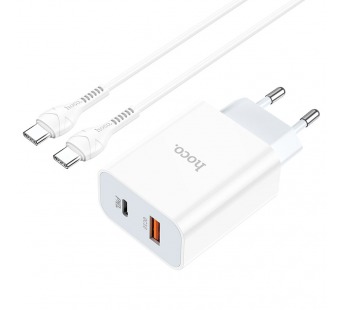 Адаптер Сетевой с кабелем Hoco C97A PD QC3.0 USB 3A/18W (Type-C/Type-C) (white) (207576)#1842208