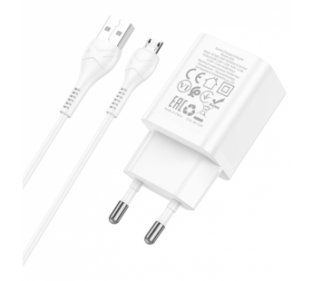 Адаптер Сетевой с кабелем Hoco N26 Maxim QC3.0 USB 18W (USB/Micro USB) (white) (213942)#1842229