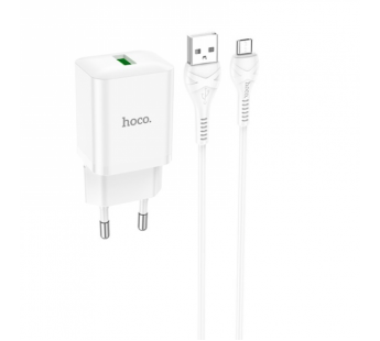 Адаптер Сетевой с кабелем Hoco N26 Maxim QC3.0 USB 18W (USB/Micro USB) (white) (213942)#1842231