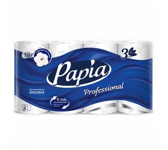 Туалетная бумага 3сл (8 рул) PAPIA Professional в рулоне на втулке 1/7уп#1843121