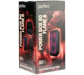 Колонка-Bluetooth Perfeo "Power Box 80 Flame II" BT, EQ, USB, microSD, AUX, FM, TWS, ПДУ, 2 б/п мик#1875118