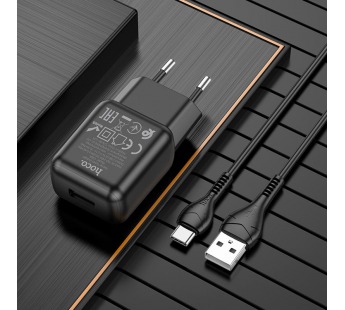 Адаптер Сетевой Hoco C96A 1USB/5V/2.1A + кабельType-C (black) (207583)#1845645