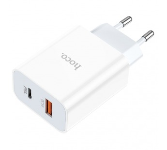 Адаптер Сетевой с кабелем Hoco C97A PD QC3.0 USB/Type-C 3A/18W (Type-C/Lightning) (white) (207577)#1935441