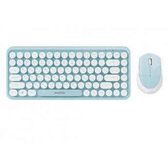 Комплект беспроводной клавиатура+мышь Smartbuy 626376AG мультимедийный с круглыми клав. мятно-белая#1847075