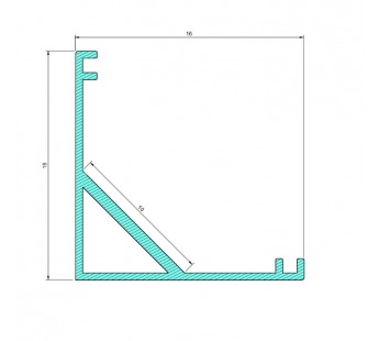 Профиль, накладной, угловой, световая линия 20 мм, L=1 м, серебро (15,8x15,8), м#2002668