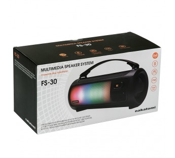 Портативная акустика Nakatomi FS-30 BLACK 1.0, 18W RMS,  Bluetooth, FM+USB reader, LED#1853570