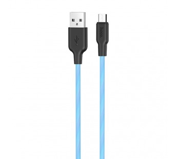 Кабель USB - Micro USB HOCO X21 "Plus Silicone" (2.4А, 100см) черно-синий#1865931
