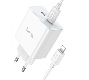 Адаптер сетевой Hoco C108A PD 2Type-C 35W + кабель Type-C/Lightning (white) (214012)#1852402