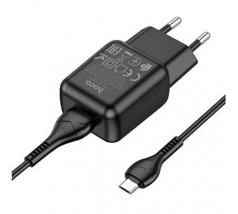 Адаптер Сетевой Hoco C96A USB 2,1A/10W + кабель Micro USB (black) (207579)#1852395