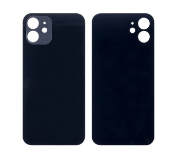 Задняя крышка для iPhone 12 Черный (стекло, широкий вырез под камеру, логотип)#1870048