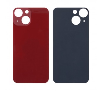 Задняя крышка для iPhone 13 mini Красный (стекло, широкий вырез под камеру, логотип)#1870597