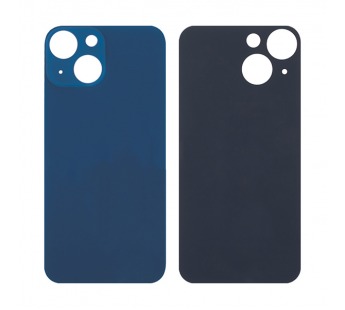 Задняя крышка для iPhone 13 mini Синий (стекло, широкий вырез под камеру, логотип)#1870830