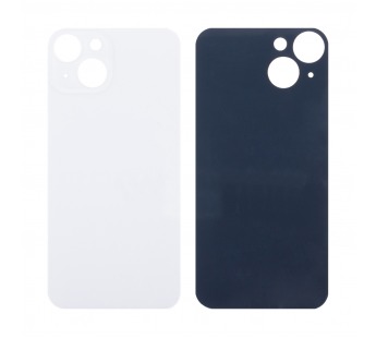 Задняя крышка для iPhone 14 Plus Белый (стекло, широкий вырез под камеру, логотип)#1877298